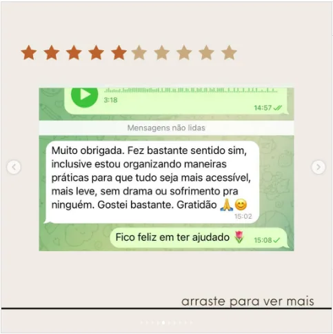 Depoimento de Amanda no Instagram
