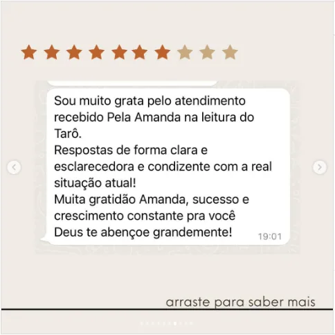 Depoimento de Amanda no Instagram