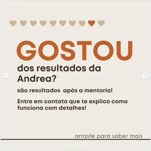Depoimento de Andrea no Instagram