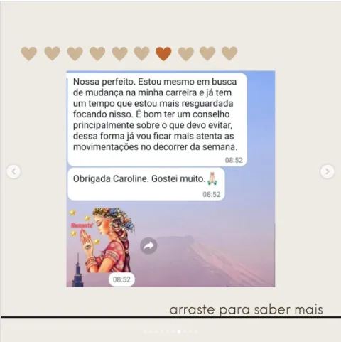 Depoimento de Carol no Instagram