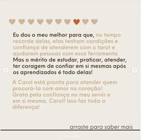 Depoimento de Carol no Instagram