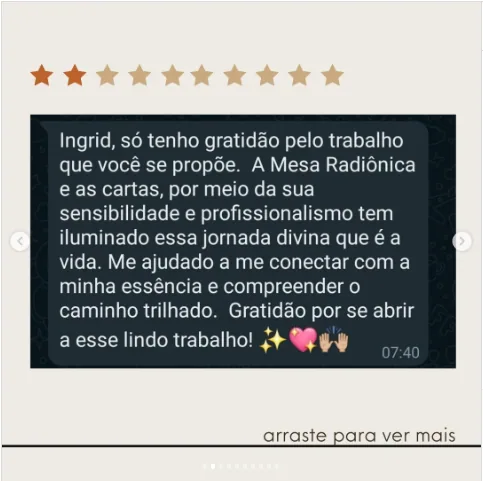 Depoimento de Ingrid no Instagram