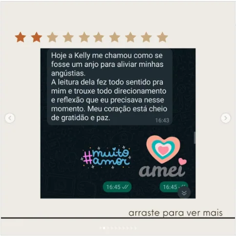 Depoimento de Kelly no Instagram