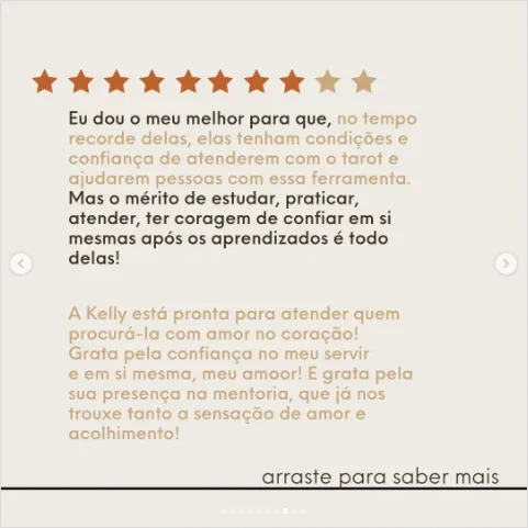 Depoimento de Kelly no Instagram