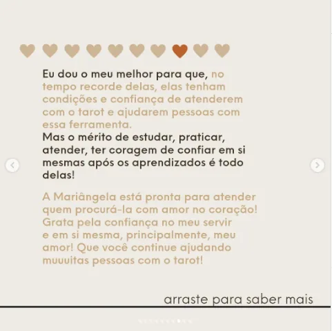 Depoimento de Mari no Instagram