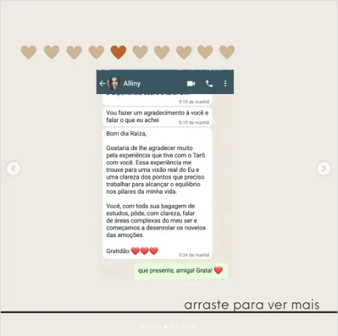 Depoimento de Raiza no Instagram