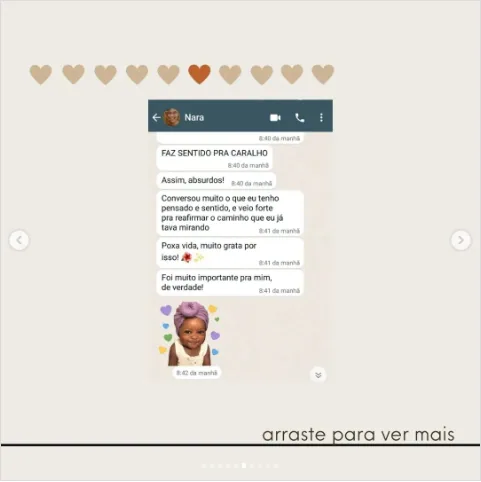 Depoimento de Raiza no Instagram