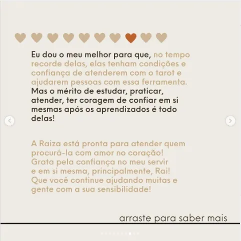 Depoimento de Raiza no Instagram