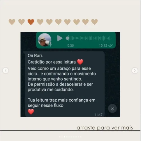 Depoimento de Rari no Instagram