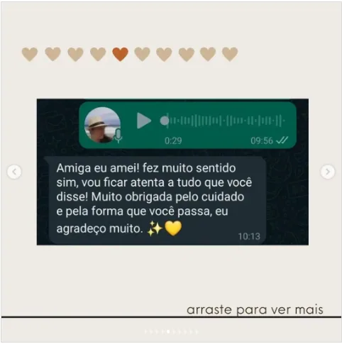 Depoimento de Rari no Instagram