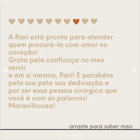 Depoimento de Rari no Instagram