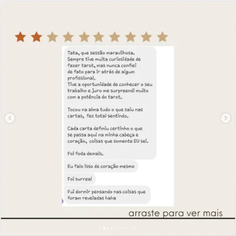 Depoimento de Talita no Instagram