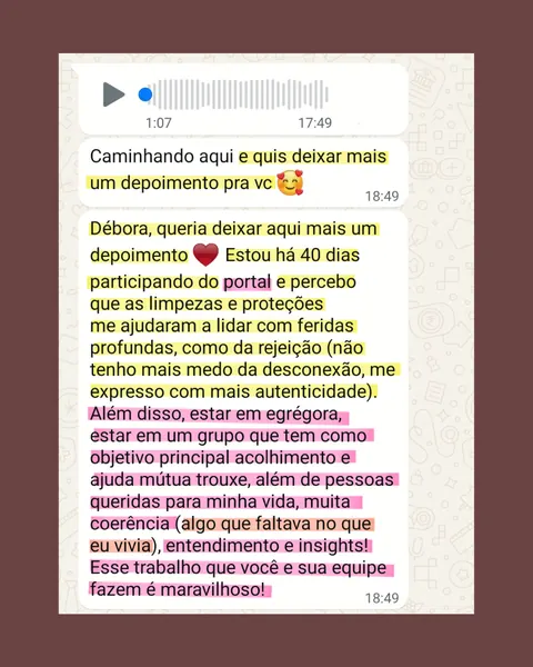 Depoimento 01 sobre acolhimento & leveza — Portal Chamas Gêmeas