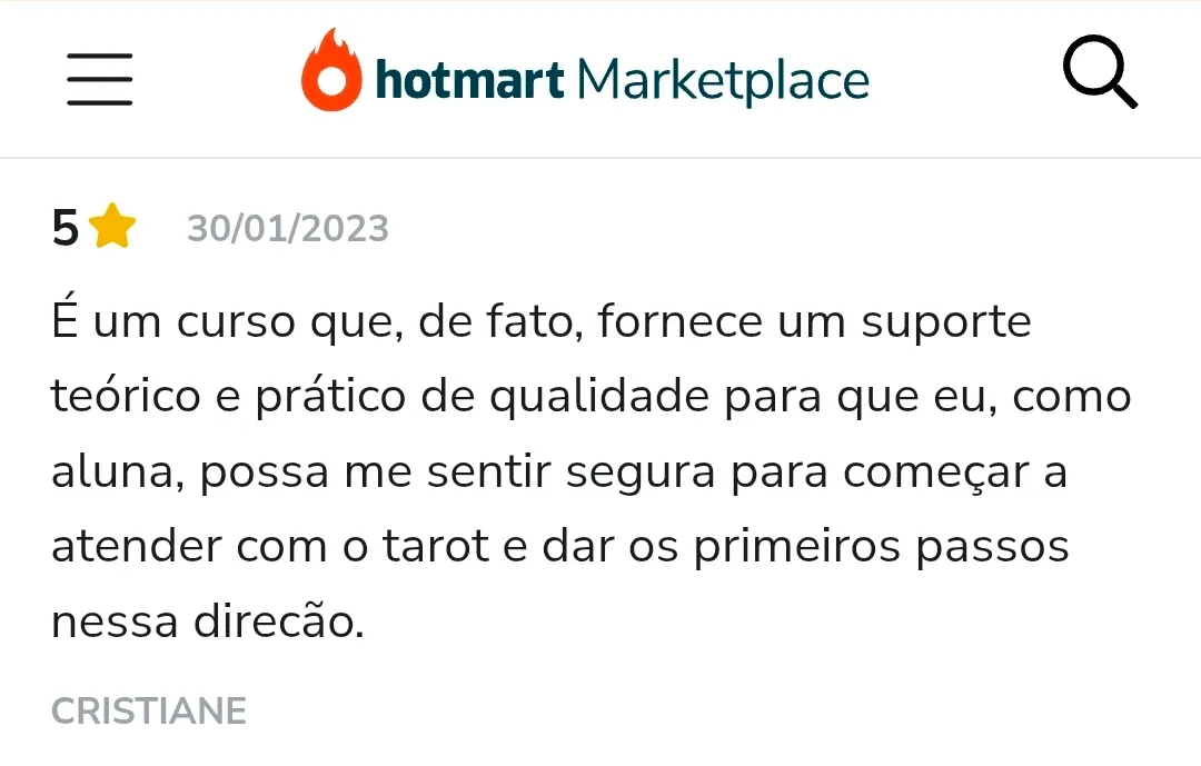 Avaliação de aluno na Hotmart