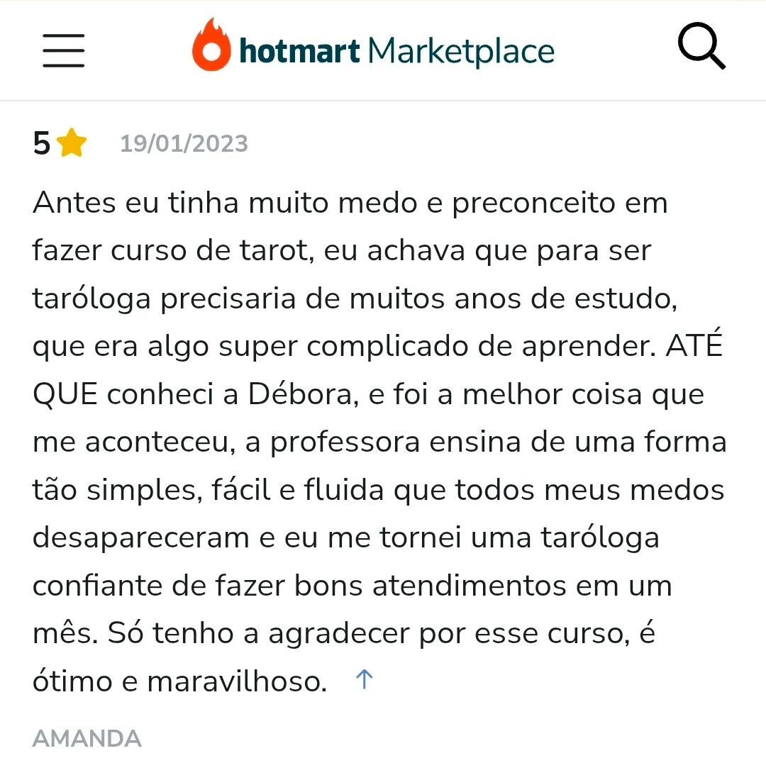 Avaliação de aluno na Hotmart