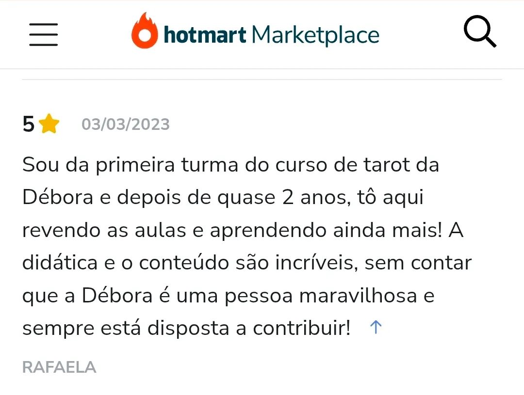 Avaliação de aluno na Hotmart